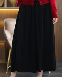 Merino Wool Knit A Line Midi Skirt