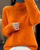 Diamond-Knit Wool Mock-Neck Sweater
