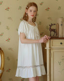 Cotton Short Sleeves Lace Nightdress