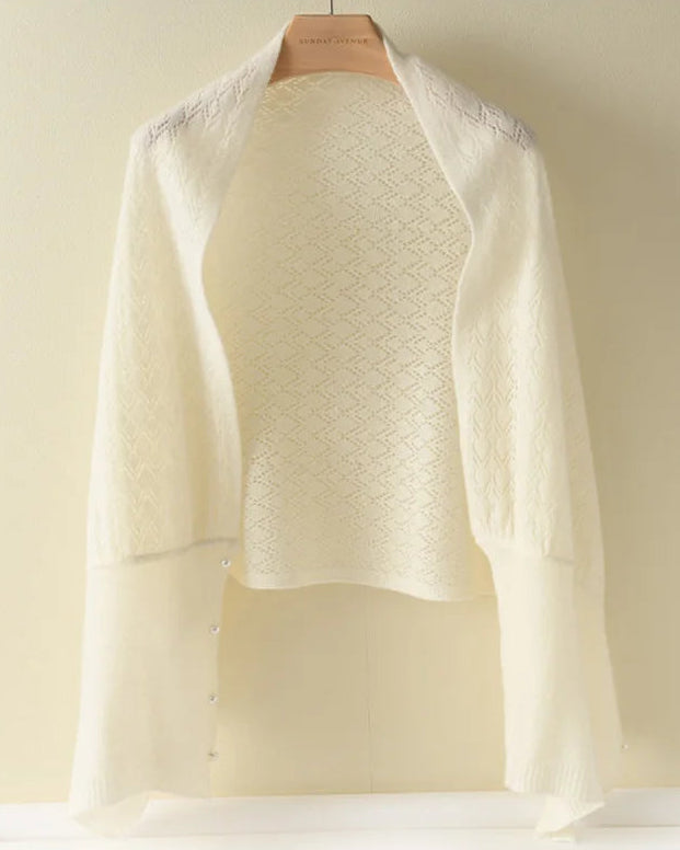 Merino Wool Solid Hollow Knit Shawl Scarf Wrap