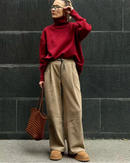 High-Rise Straight Corduroy Casual Pants