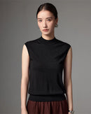 Lightweight Worsted Wool Mock Neck Top