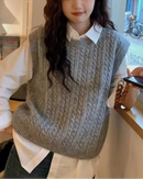 Criss-Cross Wool Knit Sleeveless Vest