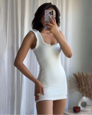 Square Collar Sleeveless Backless A-Line Mini Dress