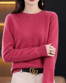 Merino Wool O-Neck Knit Sweater
