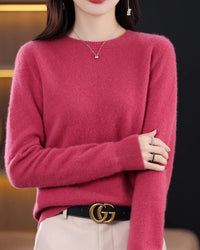 Merino Wool O-Neck Knit Sweater