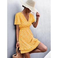 V-Neck Floral Mini Dress