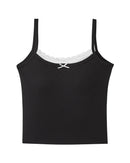 Ribbed-Hem Lace Camisole Vest