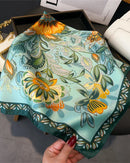 Printed Satin Square Neckerchief Scarf