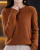 Merino Wool O-Neck Knit Sweater