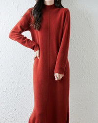 Merino Wool Turtleneck Midi Dress