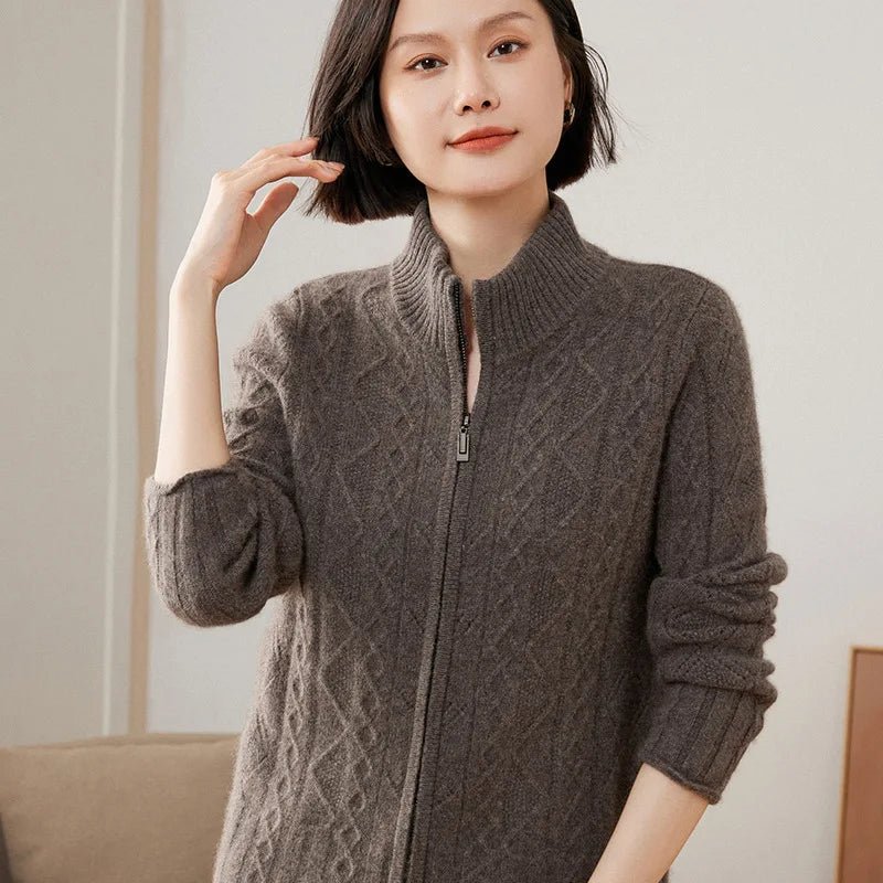 Cashmere Zipper Knit Coat