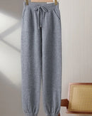 Merino Wool Solid Elastic Waist Knit Pencil Pants