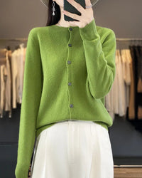 Merino Wool Round Neck Knit Cardigan