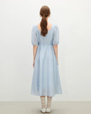 Puff Sleeve Square Neck French Style Dress