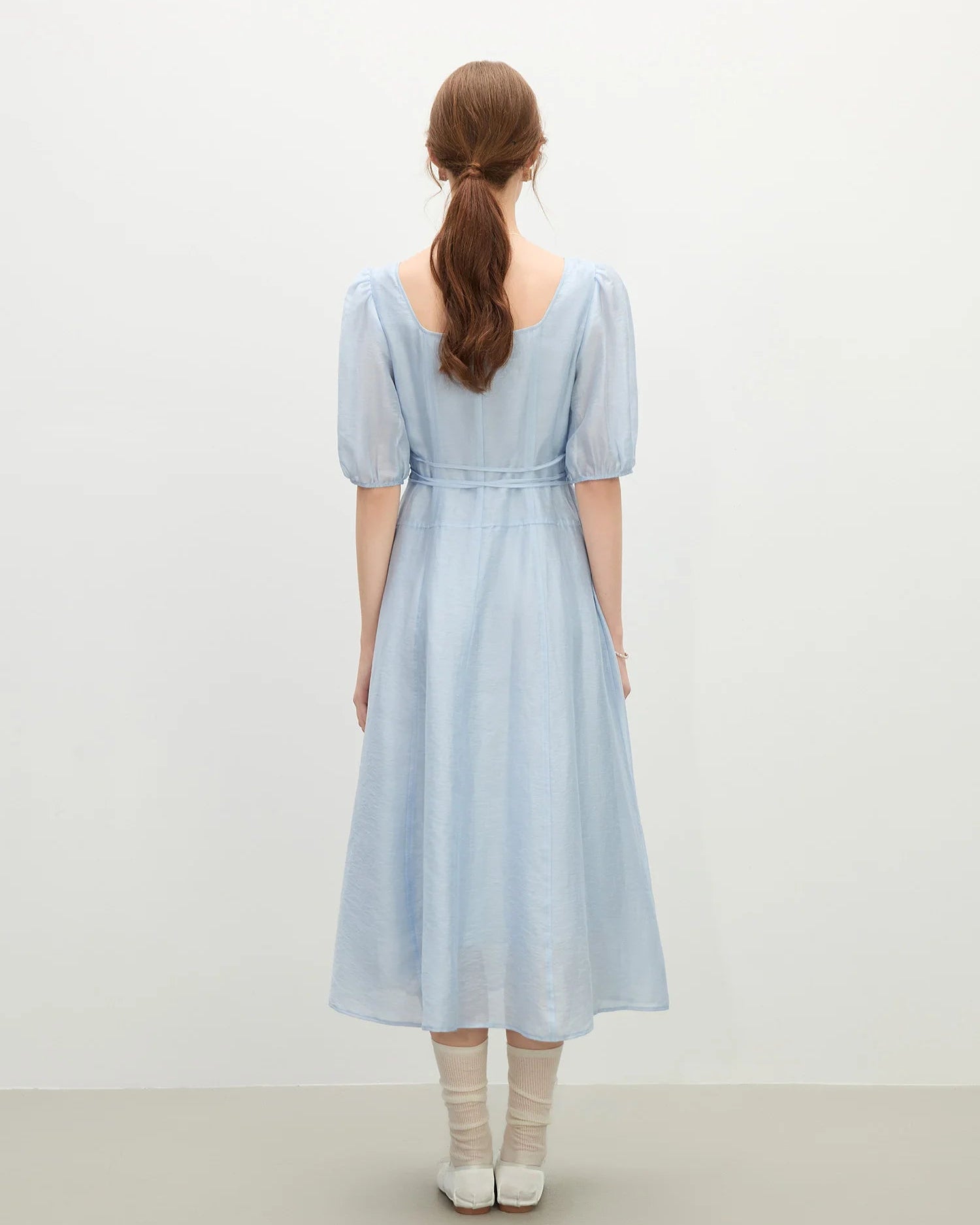 Puff Sleeve Square Neck French Style Dress