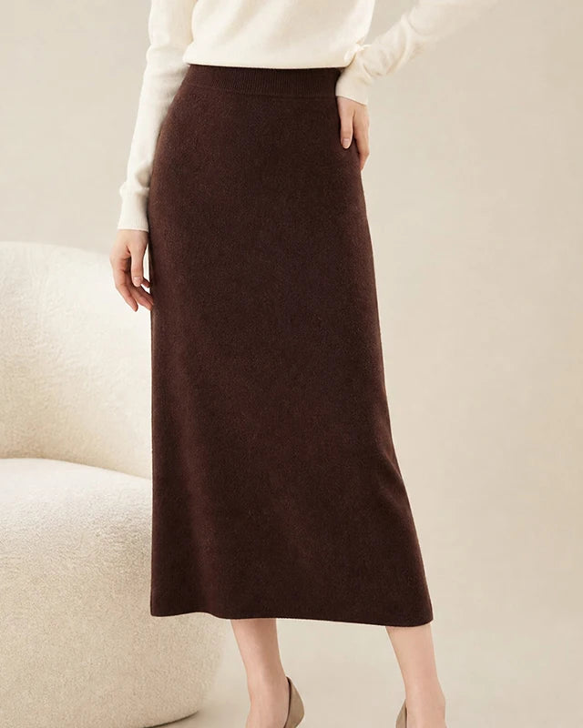 Cashmere A-Line Midi Skirt