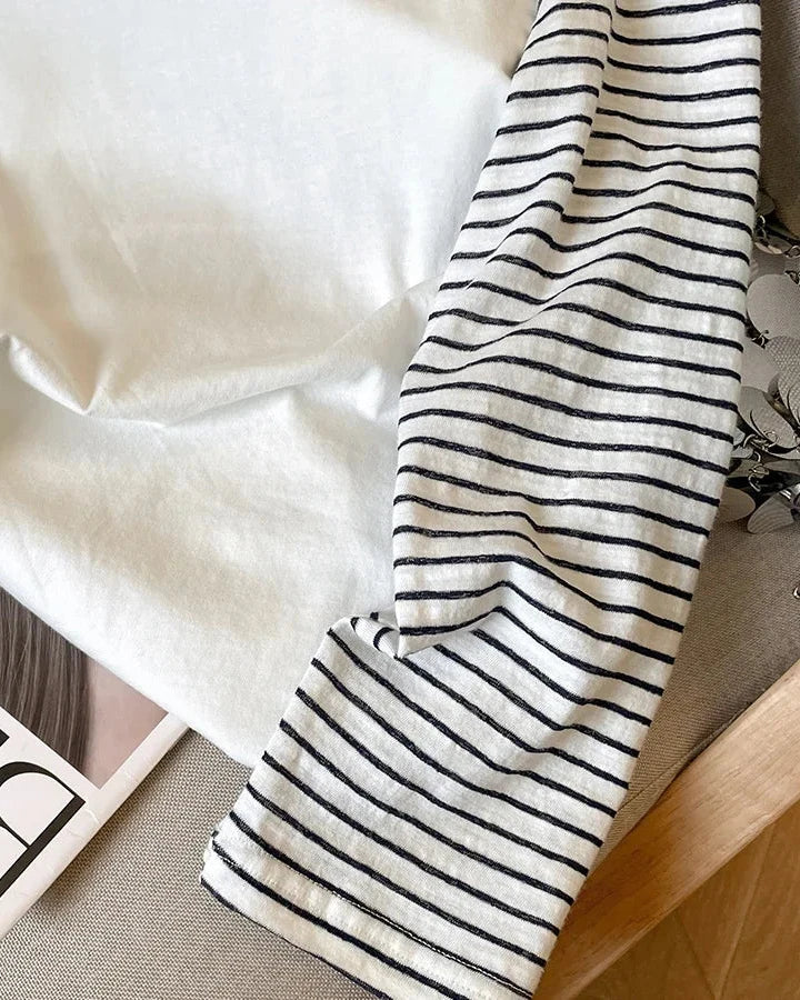 Striped Cotton Blend Raglan Top