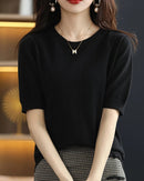 Knitted Crew-Neck Short-Sleeve T-Shirt