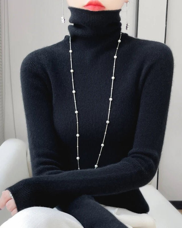 Wool Long-Sleeved Turtleneck Slim Fit Sweater