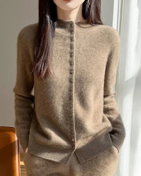 Mock Neck Merino Wool Cardigan