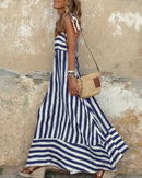 Bohemian Striped Sheer Maxi Dress