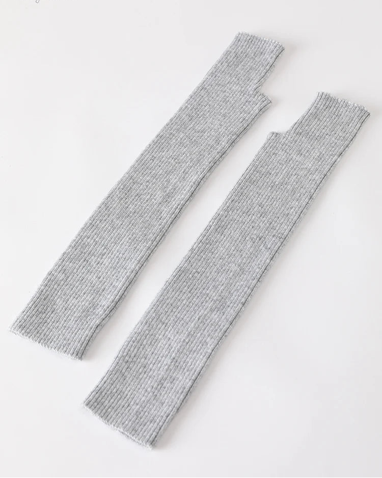 Wool Blend Knit Long Arm Warmers