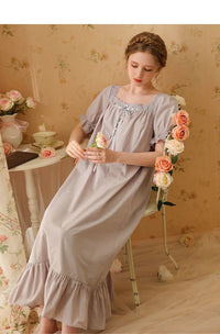 Palace Style Short Sleeve Cotton Pajama Dress