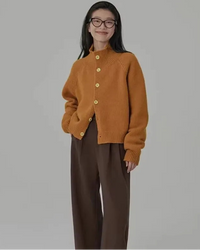 Pure Cashmere Solid Loose Thick Knit Cardigan Coat