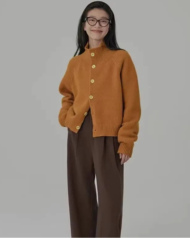 Pure Cashmere Solid Loose Thick Knit Cardigan Coat