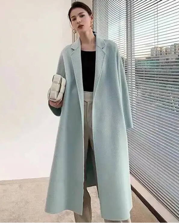 Belted Wool-Blend Wrap Coat