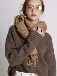 Wool Round Neck Cropped Sweater