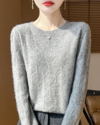 Wool O-Neck Hollow-Out Pullover Sweater