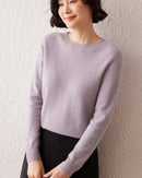 Cashmere Knitted Long-Sleeved Crew Neck Sweater