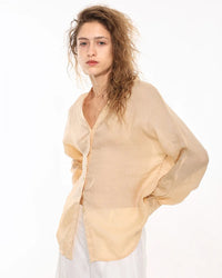 Retro V-Neck Sun Protection Long-Sleeved Shirt