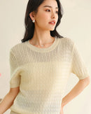 Pure Cotton Short-Sleeve Knit Top