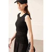 Sleeveless O Neck Knitted Camisole&Vest