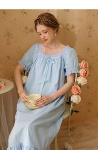 Palace Style Short Sleeve Cotton Pajama Dress