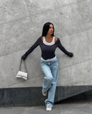 Modal Soft Long-Sleeved Color-Block Slim-Fit T-Shirt