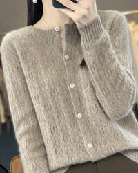 Thick Button-Front Merino Wool Cardigan