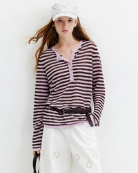 Striped Knit Long-Sleeve Top