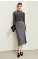 Half-high Neck Micro Perspective Slim Retro Shirt