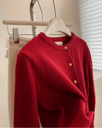 Casual Long-Sleeved Round-Neck Cardigan Sweater