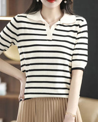 Oton Striped V-Neck Short-Sleeve T-Shirt