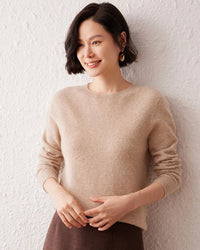 Cashmere Knitted Long-Sleeved Crew Neck Sweater