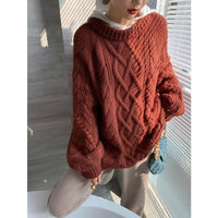Twisted Woolen Knit Round Neck Sweater