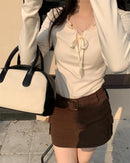 Bow Patchwork Long-Sleeve Top