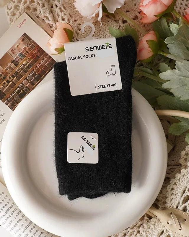 Wool Rabbit Hair Mid-Tube Socks