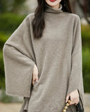 Wool Shawl-Style Mid-Length Sleeveless Pullover