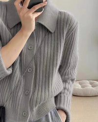 Cashmere Polo Collar Cardigan Knit Wool